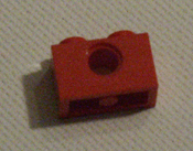 Lego 2 peg red technic beam, 2 studs, 1 axle hole, Lego part number 3700