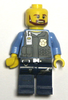 blue Lego minifigure.