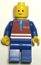 blue Lego minifigure.