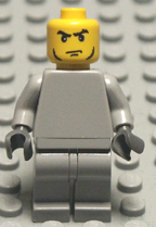 Lego minifigure grey bodied, grey hips, light grey legs.