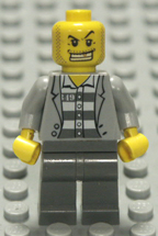 Lego minifigure grey bodied, grey hips, light grey legs.