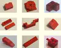 red, bricks, parts, pieces.
