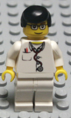 Lego minifigure white body, black legs.