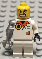 Lego minifigure white body, black legs.