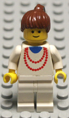 Lego minifigure white body, black legs.