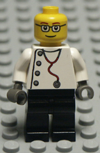 Lego minifigure white body, black legs.