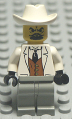 Lego minifigure white body, black legs.