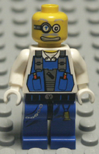 Lego minifigure white body, black legs.