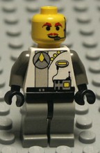 Lego minifigure white and blue.