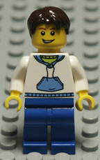 Lego minifigure white and blue.