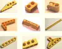 yellow, technic, beams, vintage, pegs, crank, arm, lever